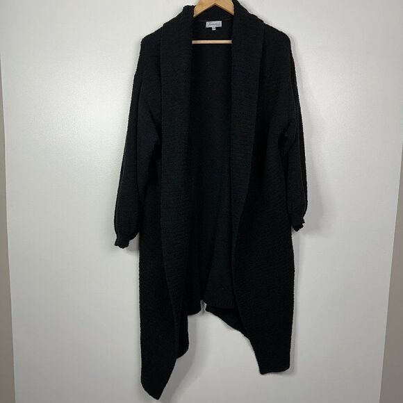 Twosisters The Label Apollo Open Front Long Cardigan Sherpa Teddy Knit Black S/M - Picture 5 of 10